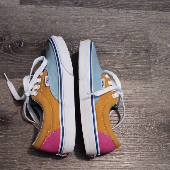 Vans Multi-Tone Blue, Mustard,Pink,Green Sneakers - Picture 7 of 9